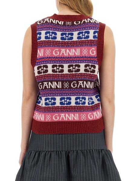 Ganni Logo Wool Mix Vest