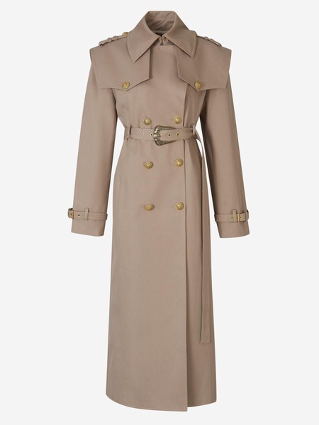 Balmain Double-Breasted Belted-Waist Maxi Trench Coat