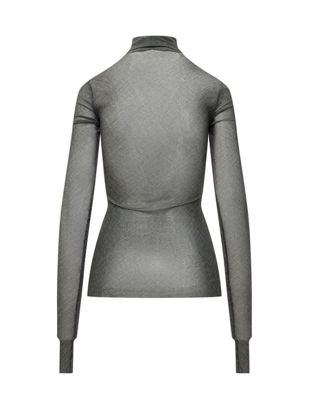 Mélange Effect Long-sleeved Top