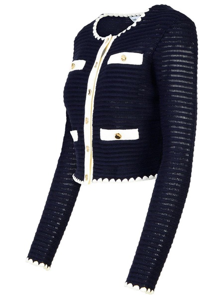 Self-Portrait Navy Cotton Blend Cardigan