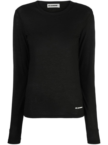 Jil Sander Long-Sleeved Black Cotton T-Shirt