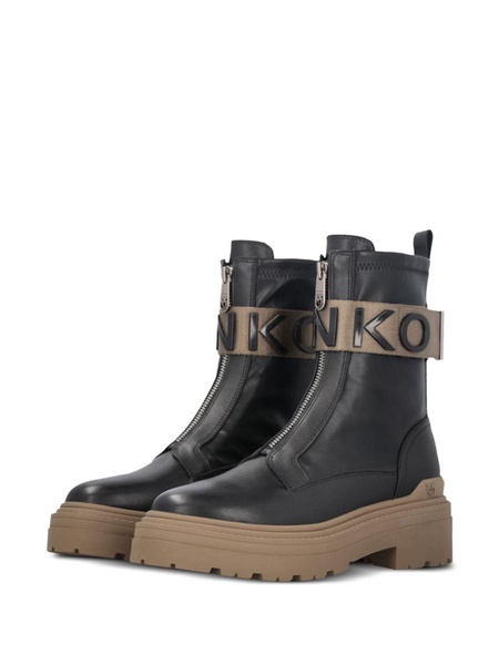 Mia logo-strap ankle boots