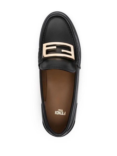 Fendi Women Ff Logo-Plaque Leather Loafers