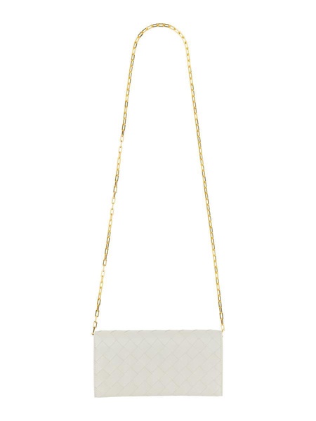 Bottega Veneta Woven Fold-Over Chained Shoulder Bag