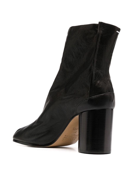 MAISON MARGIELA Black Leather Tabi Heel Ankle Boots for Women