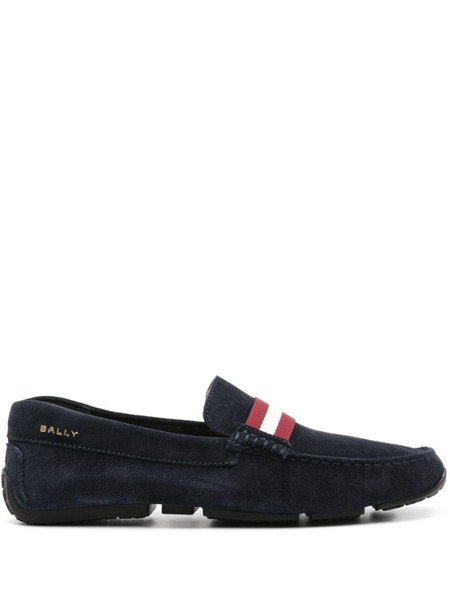 stripe-detail suede loafers