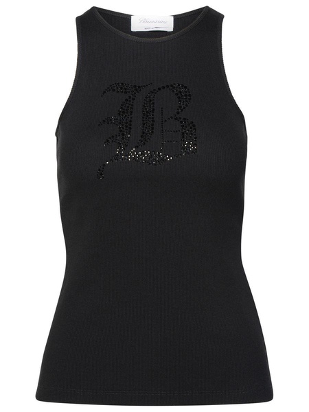 Blumarine Black Cotton Tank Top Woman