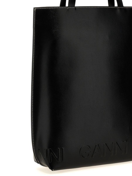 Ganni Medium 'Banner' Black Leather Bag