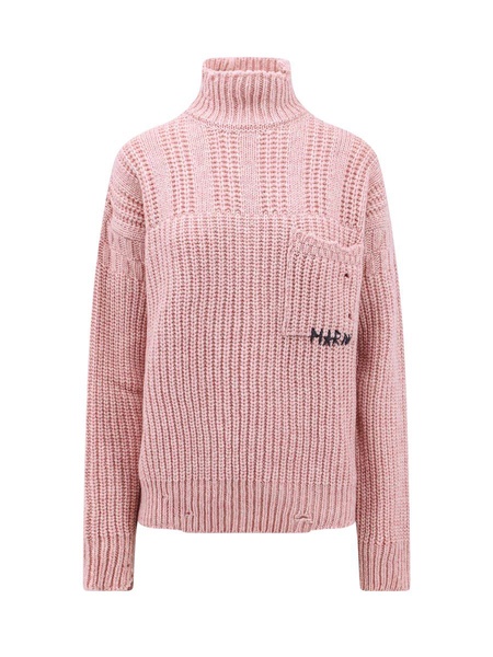 Funnel-Neck Sweater In Destroyed-Effect Wool