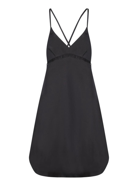 Black Silk Cotton Midi Dress