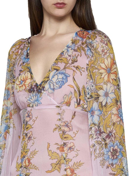 Etro Allover Floral Printed V-Neck Maxi Dress