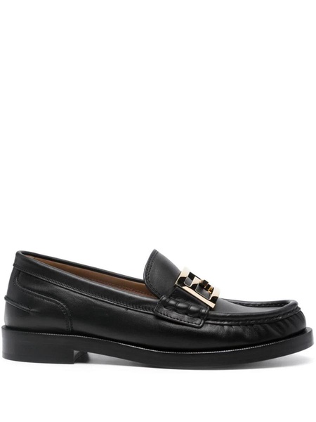 Fendi Women Ff Logo-Plaque Leather Loafers