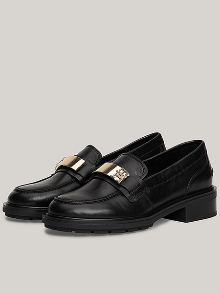 Tommy Hilfiger Logo Leather Loafer Shoes