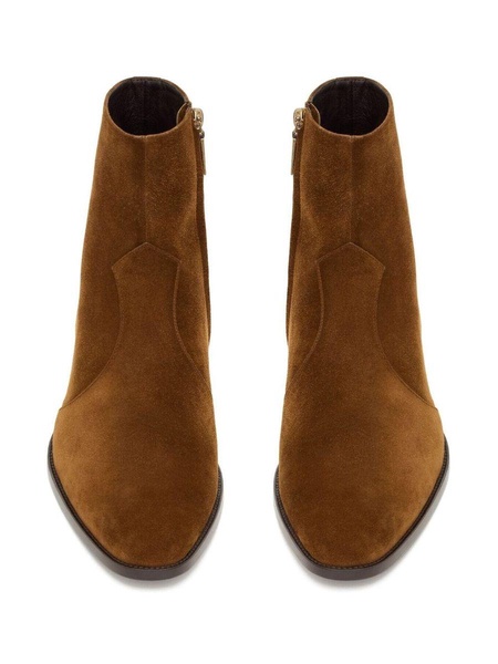 'wyatt' Brown Boots With Western Stitched In Suede Man