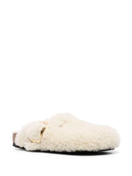 Birkenstock Boston Egg Mules With Fur