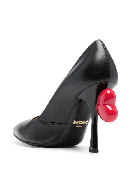 105mm heart-appliqué leather pumps