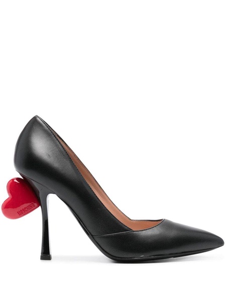 105mm heart-appliqué leather pumps