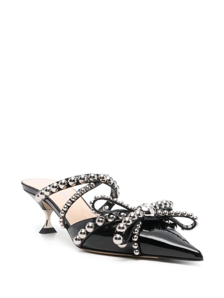 Mach & Mach Crystal Studs Patent Leather Mules