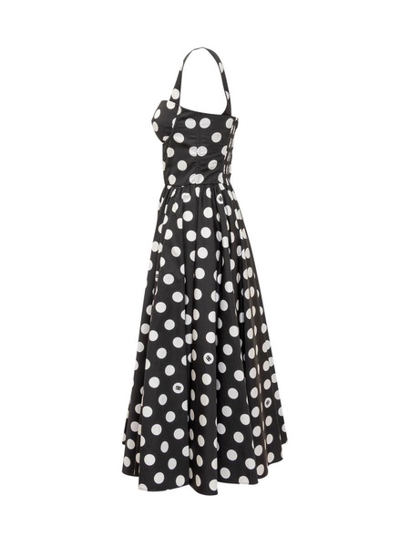 Dolce & Gabbana Polka-Dot Printed Calf-Length Corset Dress