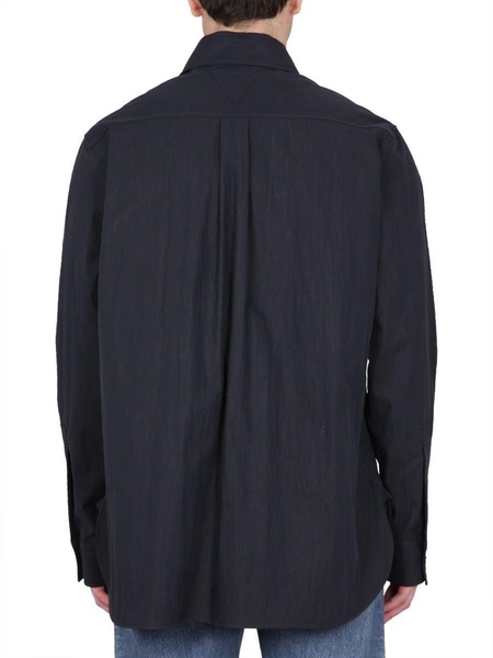 Bottega Veneta Man Midnight Blue Cotton Blend Shirt