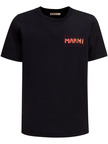 Black Logo Patch Cotton T-shirt