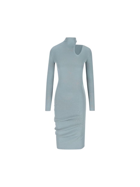 Fendi Asymmetric Cut-Out Detailed High-Neck Ribbed Dress