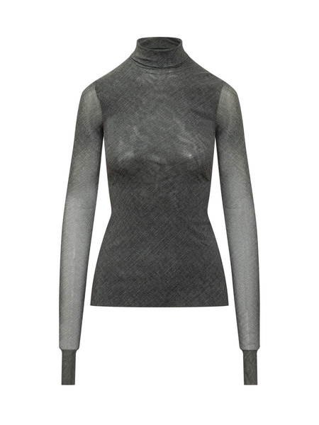 Mélange Effect Long-sleeved Top