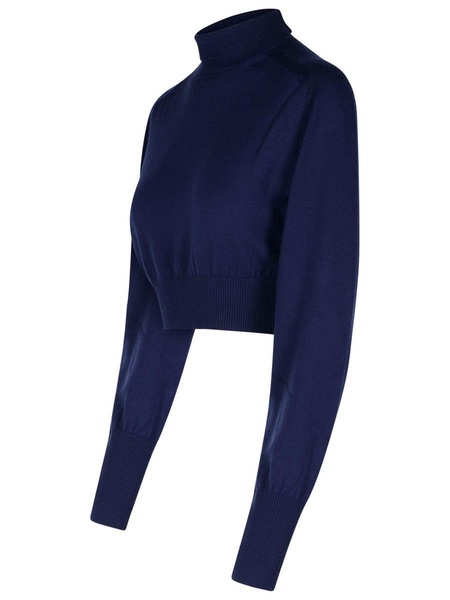 Sportmax 'Howling' Blue Virgin Wool Turtleneck Sweater