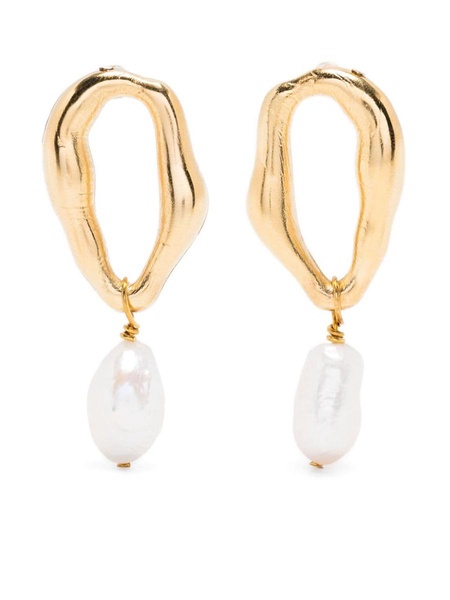 Forte_Forte Strass Sculpture Earrings With Pearl 18K Gold Plated Accessories