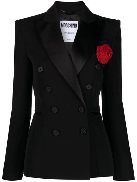 floral appliqué wool blazer