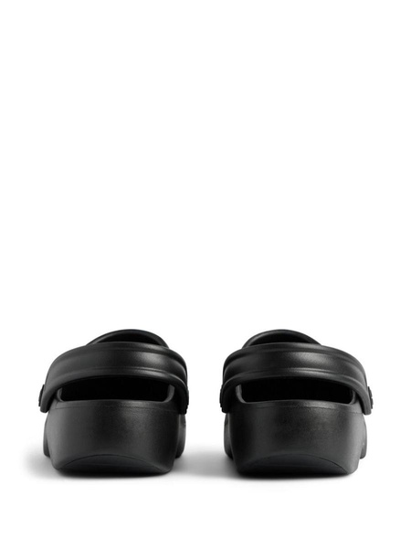 Balenciaga Black Rubber Slip On Sunday Molded