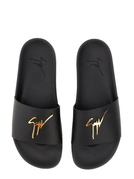 Giuseppe Zanotti Brett Slide Sandal With Logo