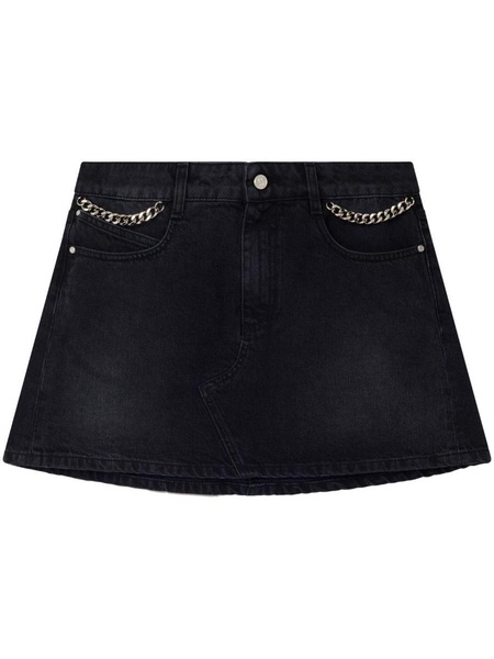 Stella McCartney Falabella Chain Black Denim Mini Skirt Clothing