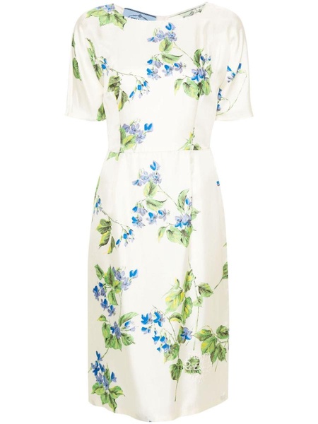 Prada Floral-Print Twill Dress