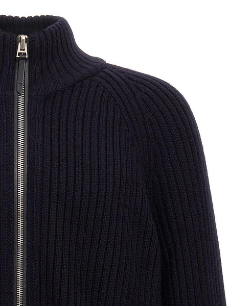 Blue Cashmere Blend Fullzip Sweater