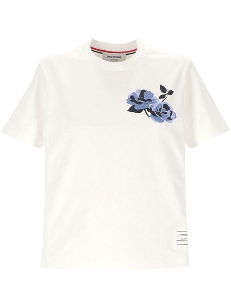 Thom Browne 'Rose' White Cotton T-Shirt Woman