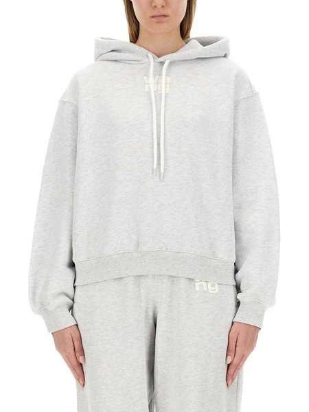 Alexander Wang Puff Logo Hoodie In Structured Terry