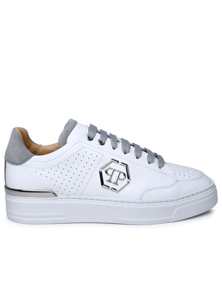 Philipp Plein White Leather Sneakers