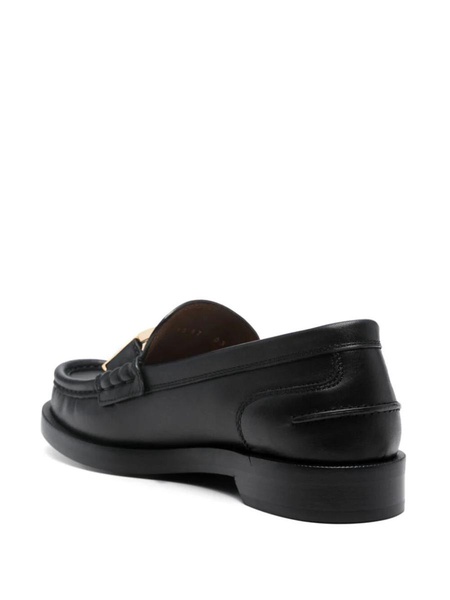 Fendi Women Ff Logo-Plaque Leather Loafers