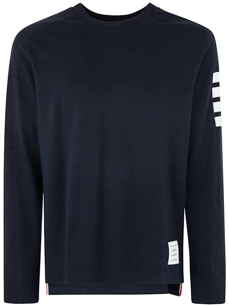 Thom Browne Long Sleeve Tee With 4 Bar Stripe In Milano Cotton Clothing