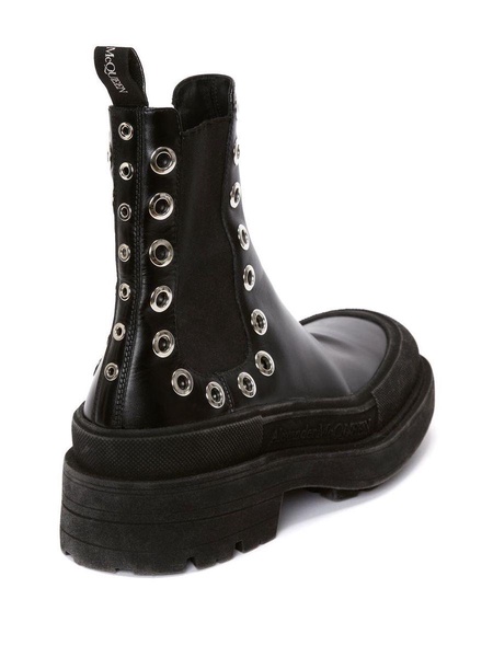 Alexander Mcqueen Man Black Leather Boxcar Ankle Boots