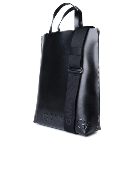 Ganni Medium 'Banner' Black Leather Bag