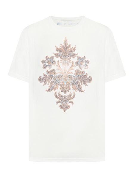 White T-shirt With Beaded Embroidery