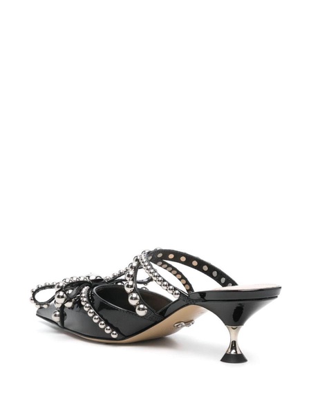 Mach & Mach Crystal Studs Patent Leather Mules