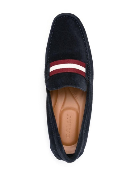 stripe-detail suede loafers