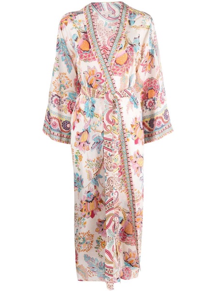 Anjuna Printed Satin Belted Kimono