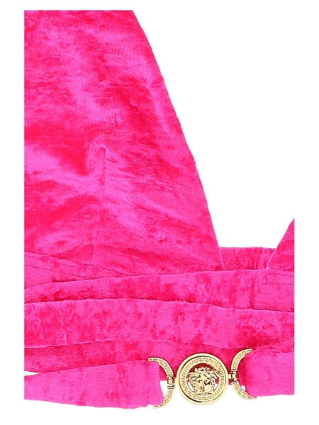 Versace Woman Fuchsia Stretch Velvet Bikini Top