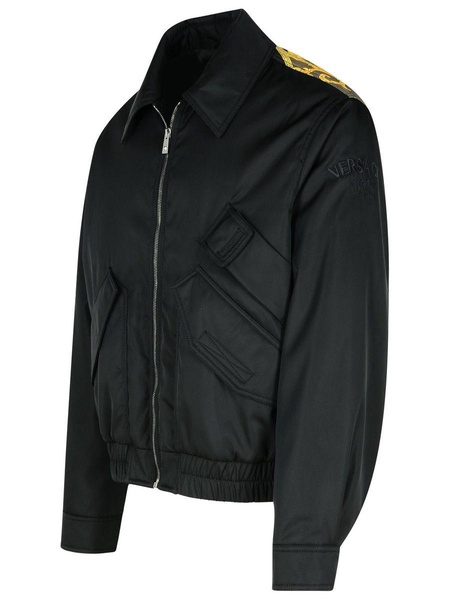 Versace Bomber Jacket In Black Polyamide Man