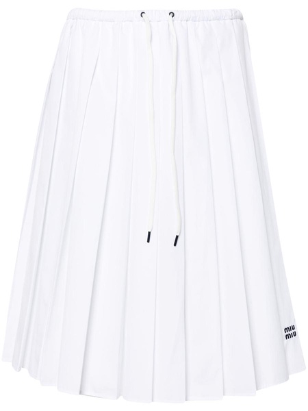 Miu Miu Pleated Poplin Midi Skirt