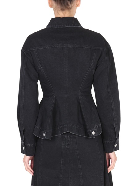 Alexander McQueen Button Up Peplum Denim Jacket